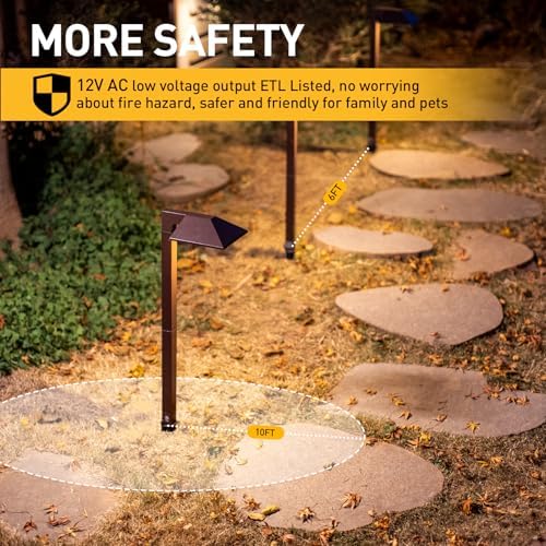 Malibu Low Voltage Landscape Lighting 0.6W LED Pathway Lights Outdoor Landscape Path Lights Wired with Connectors 22 Lumen Warm White Walkway Lights for Garden Yard Lawn 8Pack - Image 5