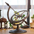 Cast Iron Garden Sundial Wind Armillary Compass Clock Roman Numerals Ornaments by Unknown