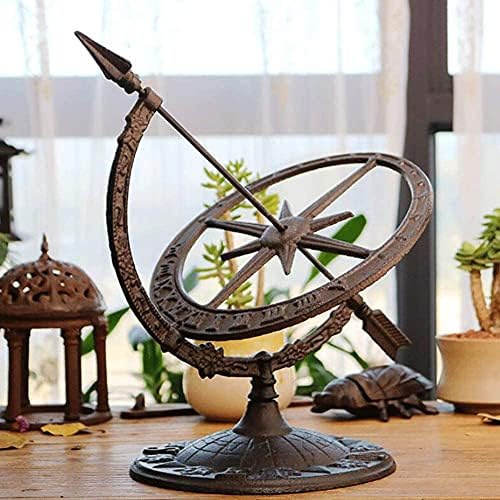 Cast Iron Garden Sundial Wind Armillary Compass Clock Roman Numerals Ornaments by Unknown
