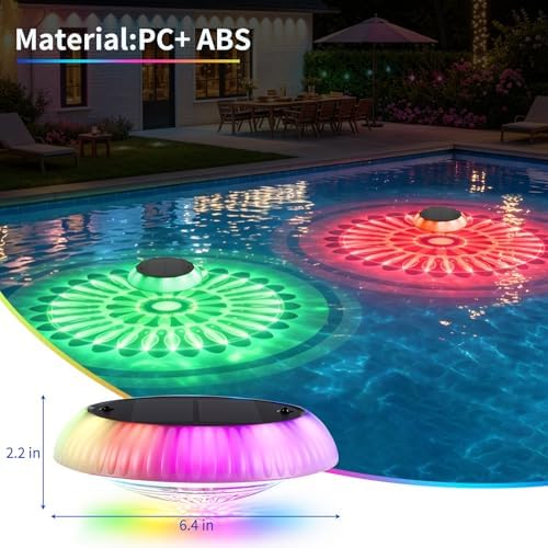 2-Pack Solar Floating Pool Lights, Upper & Lower Dynamic RGB Color-Changing, Waterproof Floating Pool Lights Solar Powered for Pools, Tubs, Outdoor Parties & Garden Decor - Image 5