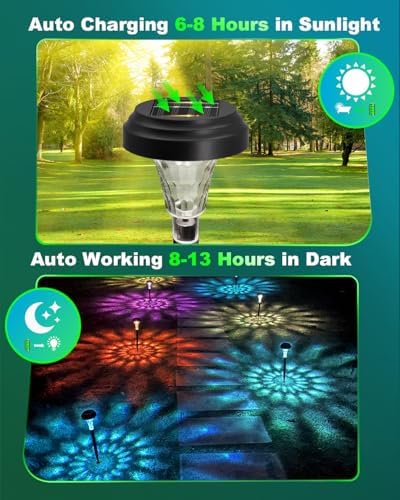 Solar Pathway Lights Outdoor, 8 Pack RGB Color Changing+Warm White LED Path Light IP67 Waterproof, Solar Powered Lights for Walkway Driveway Garden Yard Backyard Lawn Landscape Lighting Decorative - Image 4