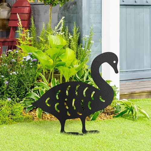 Swan Metal Garden Stake Decorative, Elegant Bird Design Silhouette Statues for Yard Art, Outside, Patio, Outdoor Decor, Garden Decorations, Lawn Ornaments - 20" Black - Image 3