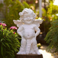 Garden Cupid Angel Statue with Wings 22in, Vintage Distressed Finish White Cherub Figurine, Outdoor Indoor Decorative Sculpture Waterproof & Sun-Resistant by WSHMZYHOME
