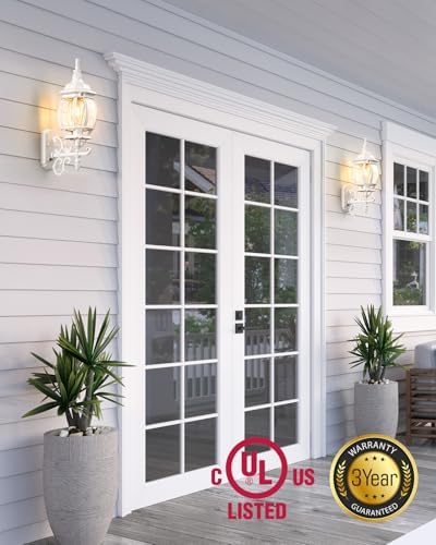 VIANIS 2 Pack Outdoor Sconce Lighting, White Exterior Wall Lights for House - Image 4