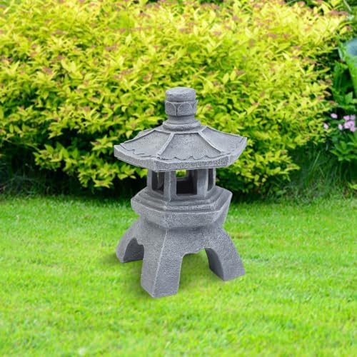 Solar Pagoda Garden Statue Lantern, Resin Landscape Path Light - Image 3