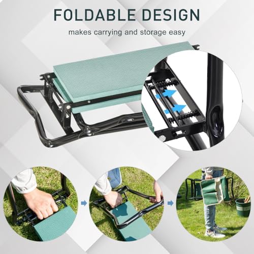 Garden Kneeler Seat Stool with Integrated Kneeling Pad and Tool Pouch for Outdoor Planting & Weeding - Image 5