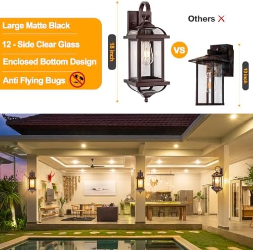 Bronze Dusk to Dawn Outdoor Lighting 18” Exterior Light Fixtures - Image 2