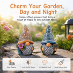 Solar Garden Gnome Statue with Crystal Mosaic LED Hat, Outdoor Decor - Image 3