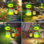 Solar Garden Lights 13.78in Tall Metal Frog Statue with Solar Lantern Decor - Image 5
