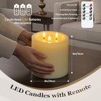 Yeelida 3-Wick 6"x6" Extra Large Real Wax Flameless Pillar Candles with Remote Control and Timer Function, Candle Grease Ivory Battery Operated LED Flickering 3D-Wick (Long Lasting, Warm Fire) - Image 4
