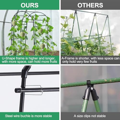 Garden Arch Cucumber Trellis for Climbing Plants 6.7ft Black - Image 7