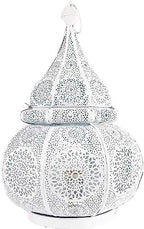 YILLE Vintage Antique Moroccan White Lantern Iron Table Lamp Moroccan Lantern Hanging Oriental Home Decor Candle Lanterns Outdoor Garden - Image 2