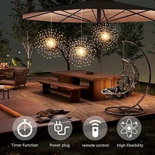 PXBNIUYA 3 PCS 600 LED Plug in Starburst Lights,Firework Lights Warm White - Image 3