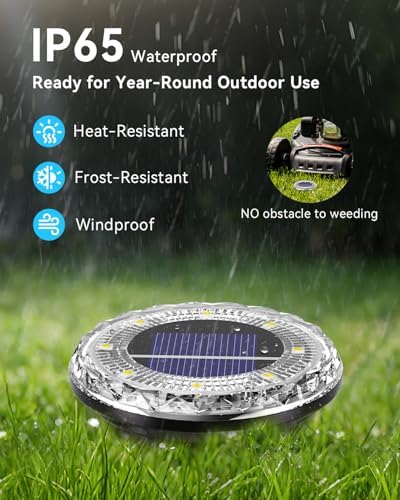 24 Pack Mini Solar Powered Ground Lights, Bright LED Solar Lights Outdoor Waterproof for Landscape Decoration, Pathway Lighting for Garden Walkway Driveway (Warm White) - Image 3