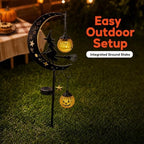 Halloween Solar Garden Stake Light Crescent Moon Black Witch - Image 3