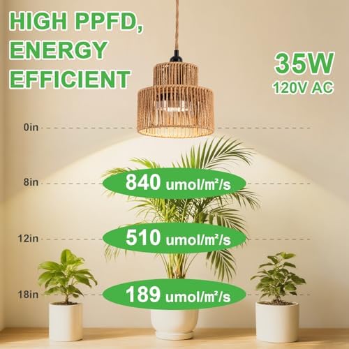 Hanging Plant Light, 30W Full Spectrum Plant Growth lamp，4000k Plant Light, Suitable for Potted Plants, Tall Green Leafy Plants, with Timer - Image 5