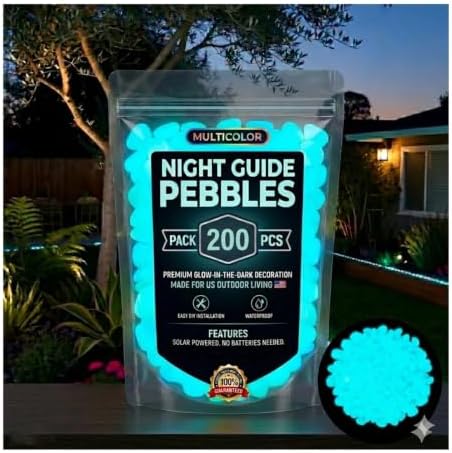 Colorful Glow-in-the-Dark Garden Stones Night Guide Pebbles Rainbow Glow in the Dark Rocks Outdoor Luminous Stones Aquarium Rocks for Garden Path Walkway Yard Fish Tank Decor (Blue,600) by Unknown