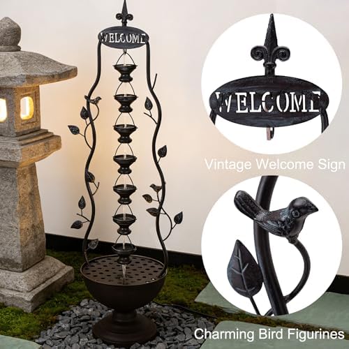 42" Outdoor Water Fountain 7-Tiers Cascading Garden Water Feature - Image 3