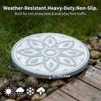 2 Pack Geometric Stepping Stones, 10” Round Cement Garden Path Stones, Mandala Mosaic Tile Design for Outdoor Patio Decor, Non-Slip & Weather-Resistant Fall Garden(Blue) - Image 2