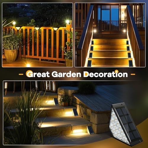 BKBB PPBB Solar Step Lights for Outside, Solar Stair Lights Outdoor Waterproof, Deck Step Lights for Fence, Patio, Yard, Porch, Front Door, Sidewalk, Garden, Patio Decor (8, Warm White) - Image 2