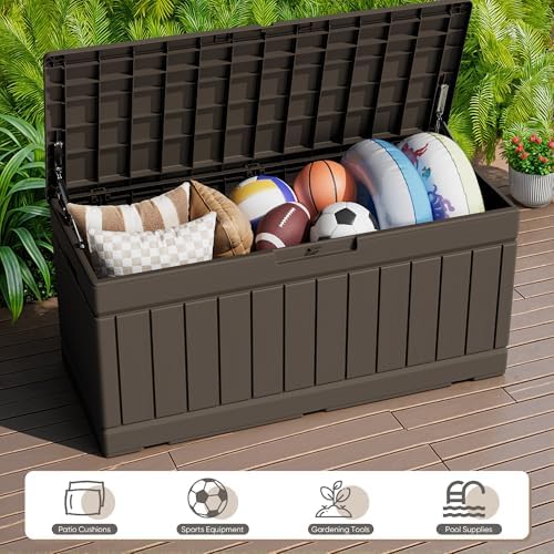JUMMICO 78 Gallon Deck Box Waterproof Resin Outdoor Storage Box - Image 6