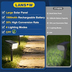 LANSOW Solar Spot Lights Outdoor Waterproof IP65, (2 Pack/90 LED/4 Modes) Solar Landscape Spotlights, 2-in-1 Solar Powered Flood Lights for Yard Garden Pathway Outside Tree, Auto ON/Off(Warm White) - Image 2