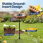 VIVOHOME Oval Bird Bath with Solar Fountain and Metal Ground Stake, Bronze - Image 5