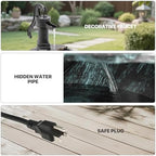MoNiBloom Outdoor Water Fountains, 27" Tall 2-Tier Barrel, Green - Image 4