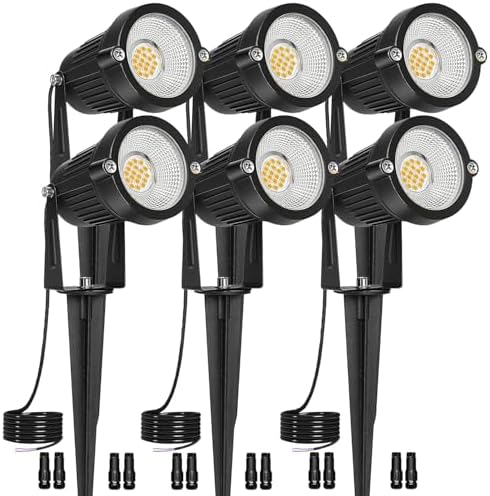 Low Voltage Landscape Lights IP65 Waterproof 7W 700LM LED Outdoor Lighting with Connectors for Garden Yard Pathway Pool | 12V 24V 2700K Tree Spotlights | Warm White - 6 Pack by Unknown
