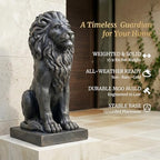 Lion Statue, Outdoor Garden Statues 27in Tall, Dark Gray - Image 3