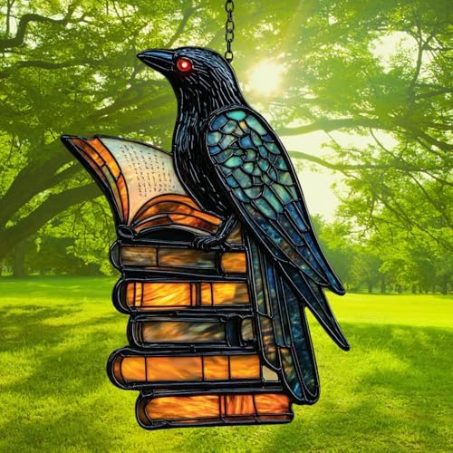 Raven and Books Acrylic Suncatcher - Image 3