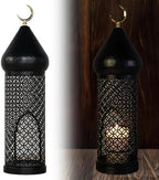 Indoor Lantern Hanging Candle Holder Lantern Led Lamp Iron Lamp with Hollow Frame for Subtle Lighting Suitable for Party Home Study Living Room Event, 36.5cmx9.8cm - Image 6