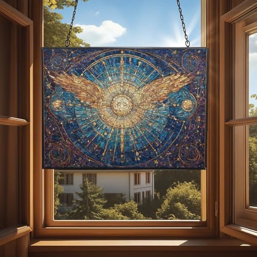 Personalized Rectangle Mosaic Divine Halo Stained Glass Suncatcher Stained Glass Window Hangings Birthday Gift for Mom Grandma Teacher Women Friend Memorial Hook - Image 4