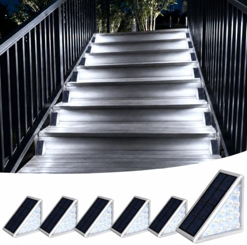 Solar Step Lights, 6 Pack, IP67 Waterproof, 6000K Cool White by XILLUMICORE