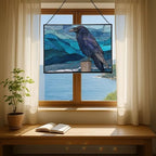Raven Sitting on Frosted Fencepost Rectangular Stained Glass Suncatcher – Hanging Window Panel with Animal & Nature Scene – Vibrant Glass Art Gift for Wildlife, Fantasy, Nature Lovers h4ByMG - Image 6