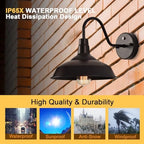 Outdoor Gooseneck Barn Lights with Dusk to Dawn Sensor, 10.6inch Black Farmhouse Exterior Light Fixture Wall Mount, Outdoor Wall Sconces Outside for Farm House Garage Porch Patio 1pack - Image 5