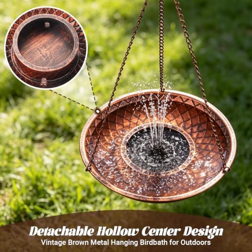 Hanging Bird Bath for Outdoor, 13" Solar Powered Bird Bath - Image 6
