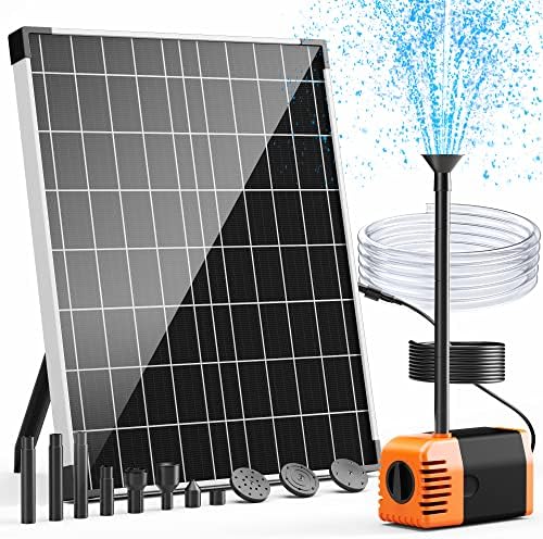 POPOSOAP Solar Water Pump Outdoor, 30 Watt Solar Powered Water Pump with 430GPH Solar Pump, 7 Nozzles, 6.6 Tubing DIY Water Feature for Pond, Fountain, Pool, Garden, Backyard by POPOSOAP