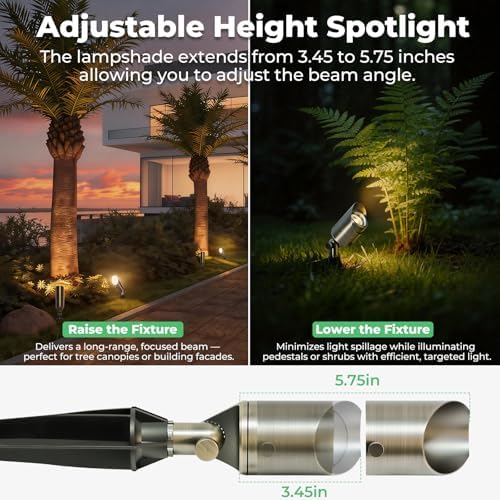 Gardencoin Solid Brass Low Voltage Landscape Spotlights, 12V Waterproof Outdoor Spot Lights, Wired Heavy Duty Bronze Accent Uplights for Yard Garden House Tree Lawn, Without Bulb (4 Pack) - Image 3
