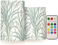 KLL William Morris Rush Grass Pattern Decorative Flickering Outdoor flameless Candles with Timer Electronic Lights Waterproof with timers for Window Window Battery Powered by KLL