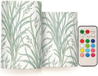 KLL William Morris Rush Grass Pattern Decorative Flickering Outdoor flameless Candles with Timer Electronic Lights Waterproof with timers for Window Window Battery Powered by KLL
