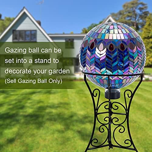VCUTEKA Gazing Ball, 10" Glass Mosaic Gazing Balls for Garden Decor, Purple - Image 4