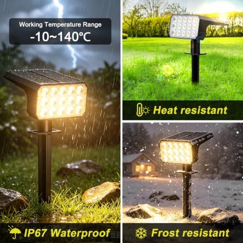 Solar Spot Lights Outdoor, 4 Pack Outdoor Solar Lights for Yard, 4 Lighting Mode Solar Landscape Spotlights with Auto On/Off, Waterproof IP67 Wall Lights for Garden, Walkway (75LED, Warm White) - Image 5
