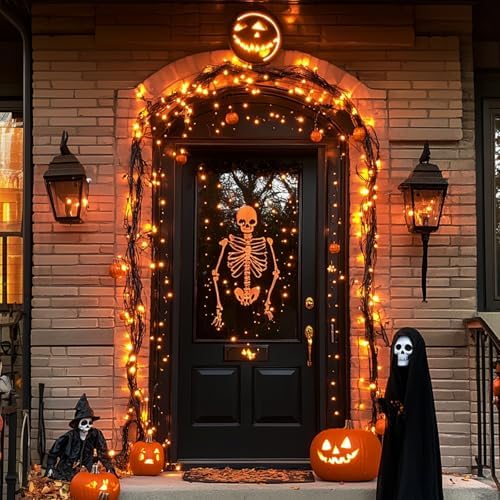 JMEXSUSS 4 Pack Solar Halloween Lights, 33FT 100 LED Orange Fairy Lights - Image 5