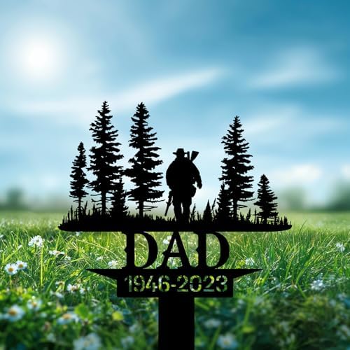 Personalized Hunter Grave Marker Hunter Dad in Forest Memorial Garden Stake 8-24 inch Hunter Dad Loss Gift, Hunter Memorial Gift Loss of Loved One (Hunter Dad in Forest) - Image 4