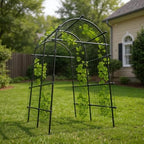 Metal Garden Arch Trellis, 7.6Ft Black for Raised Beds, Plant Support for Cucumbers & Climbing Vegetables with 9 Horizontal Pipe - Image 6