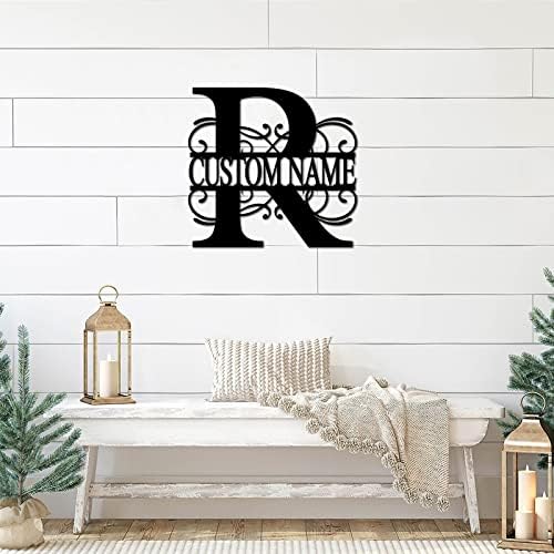 R Custom Name Initial Letter Monogram Metal Sign Decorative Iron Metal Wall Sculpture Cut Out Sign Decorative Metal Welcome Sign Welcome Sign for Living Room Dock Porch Home Decor 18 Inch - Image 3