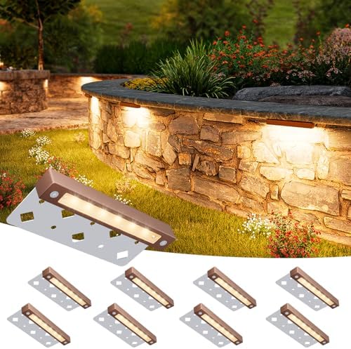 VOLISUN 7 Inch Retaining Wall Lights, 2700K Hardscape Lighting, 8 Pack by VOLISUN