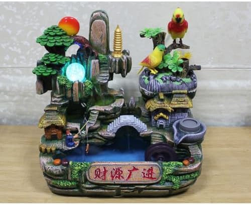 LUNIZ Waterfall Fountain Tabletop Fountain Rockery Water Fountain Home Resin Crafts Decoration Living Room Creative Decoration for Home Office - Image 4