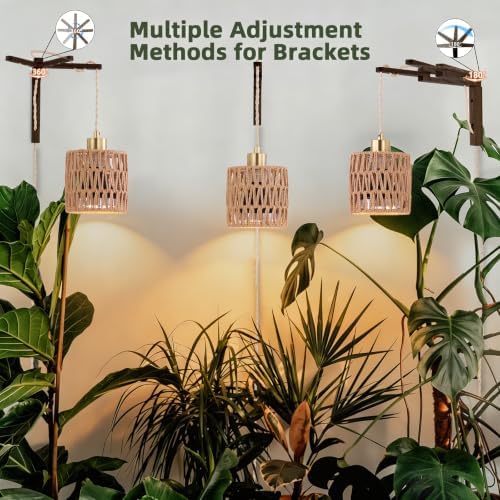 Hanging Grow Lights for Indoor Plants - 35W 4000K Full Spectrum Plant Light, Wall Mounted Grow Light with Wooden Bracket, Timer, 15FT Power Cord, Ideal for Plants, Flowers & Home Decor - Image 5